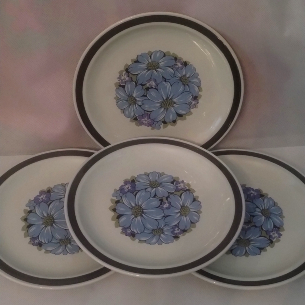 Blue Shasta Stoneware Plates Stamped JAPAN